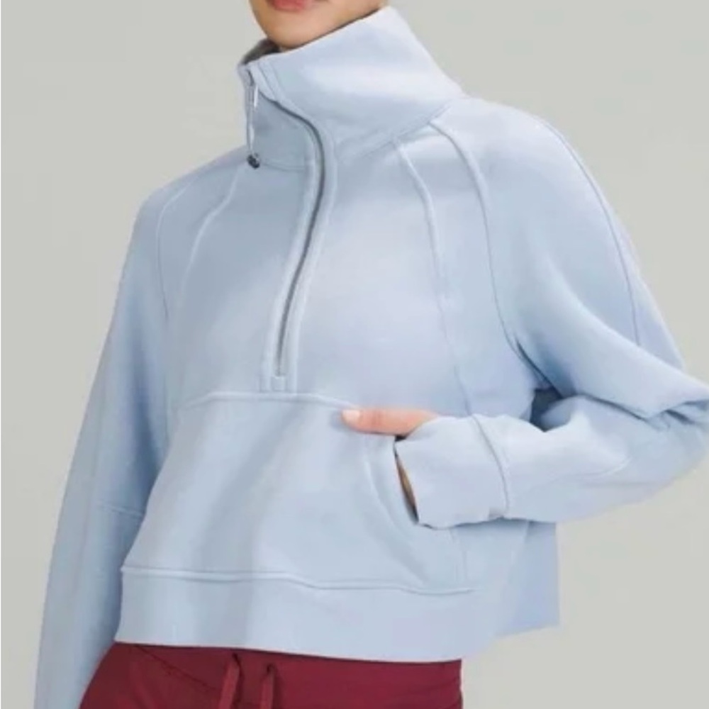 LULU LEMON! Scuba half zip sweatshirt! So cute! Light blue!